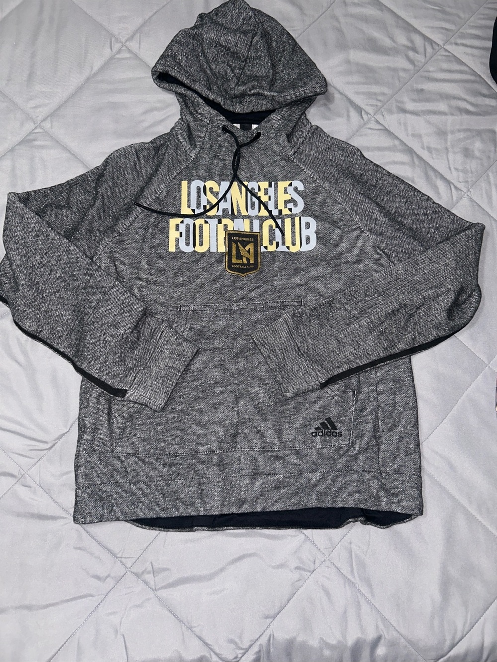 adidas Gray Los Angeles Football Club Hoodie with Yellow Accent